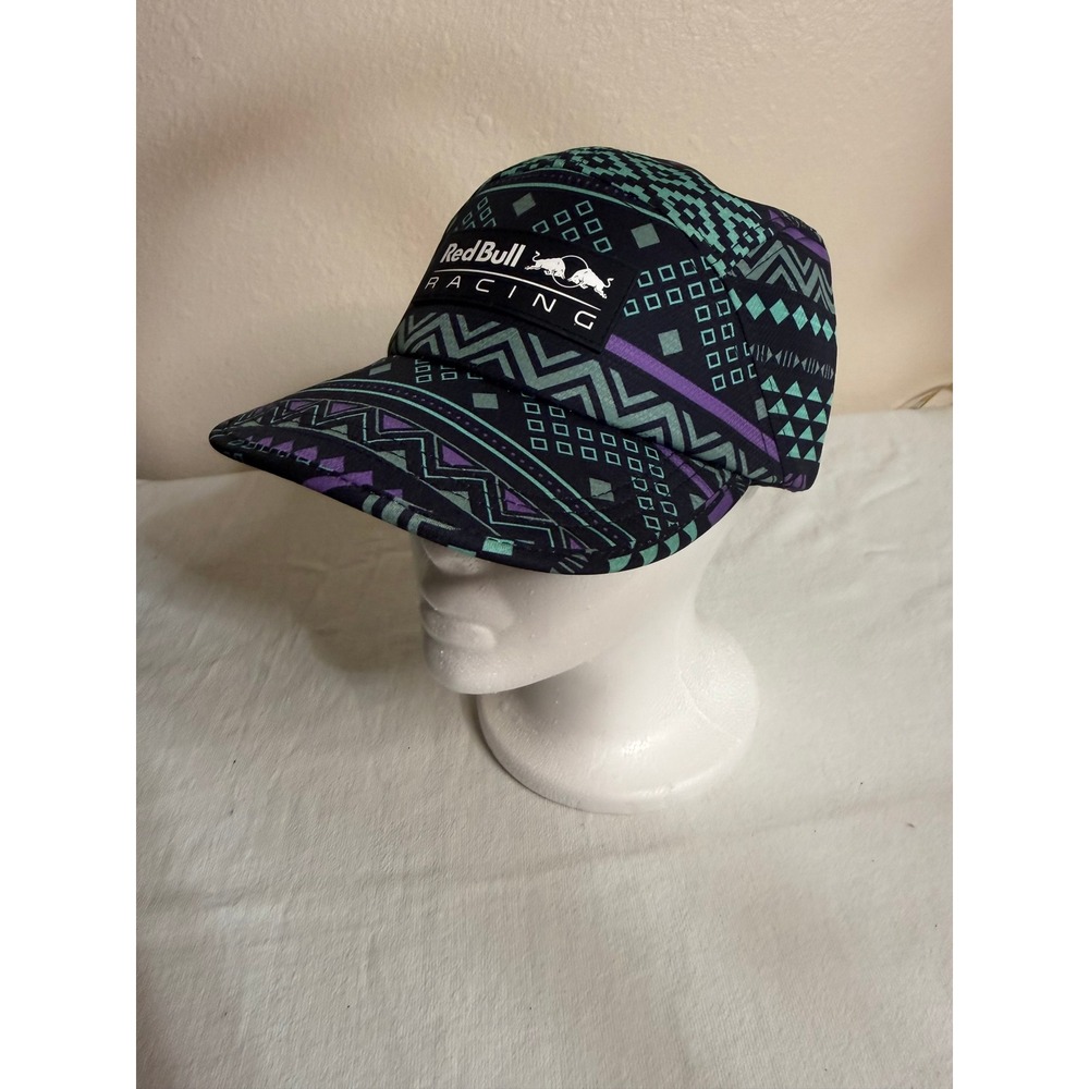Red Bull Racing 5 Panel Hat Geometric Print Snapback F1 Formula One Teal Purple